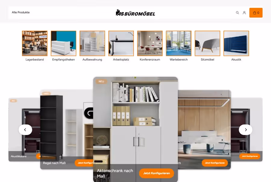 Screenshot: Onlineshop AS Büromöbel